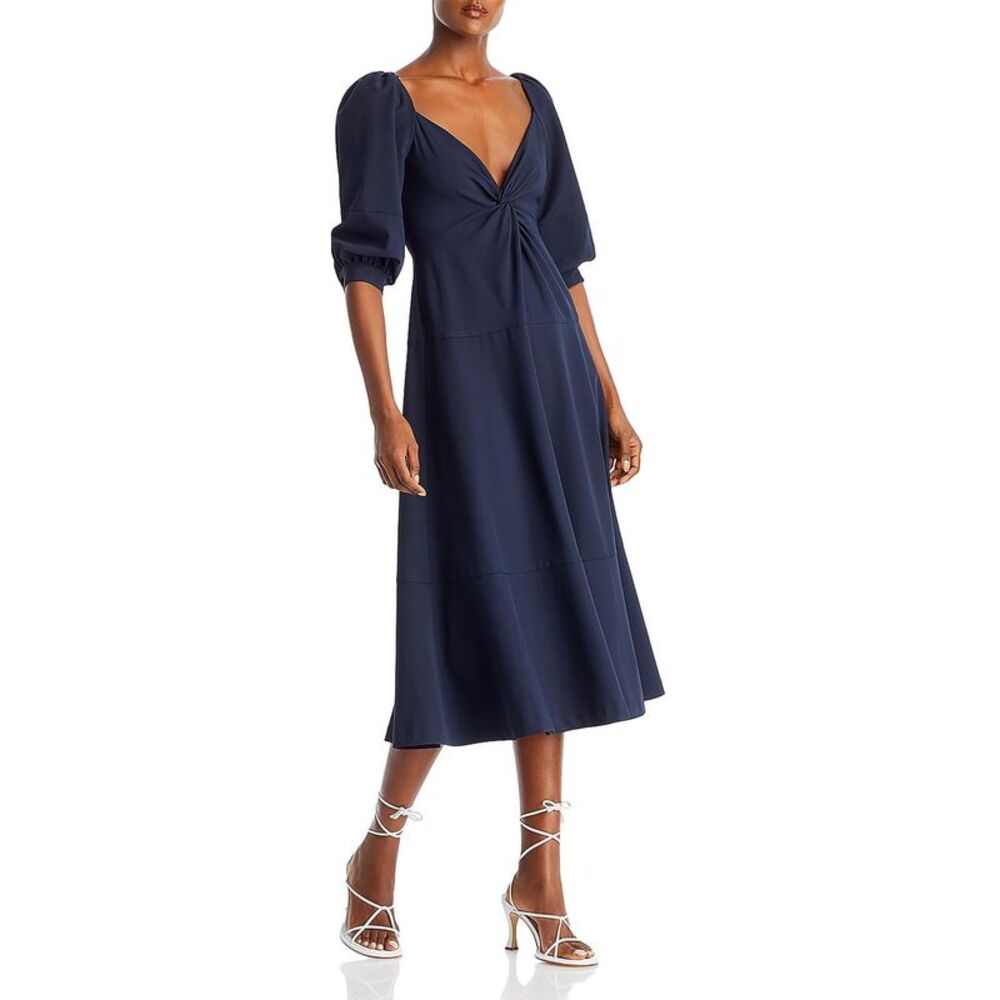 Cinq À Sept Womens Kristina Midi Dress, Blue - Picture 3 of 4